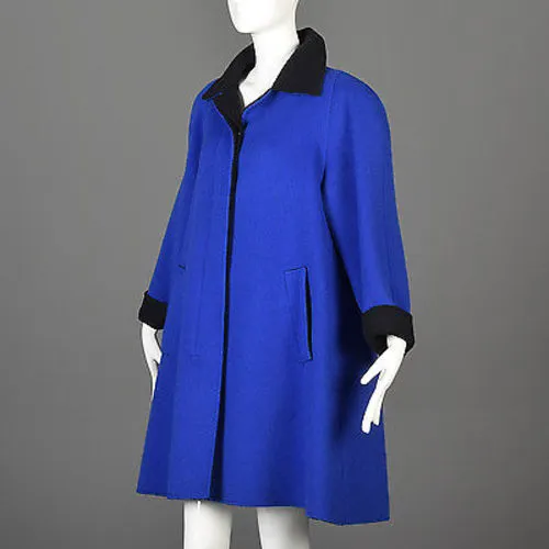 1980s Oscar de la Renta Royal Blue Swing Coat