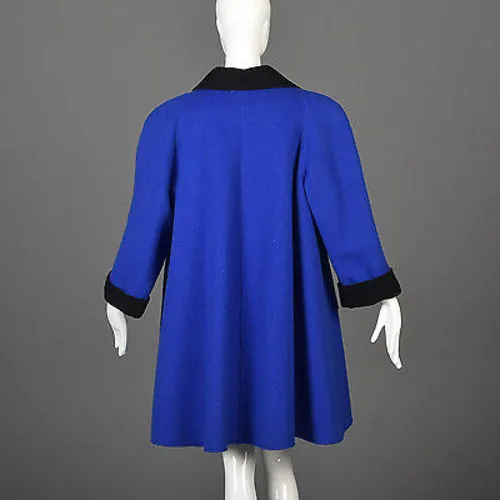 1980s Oscar de la Renta Royal Blue Swing Coat