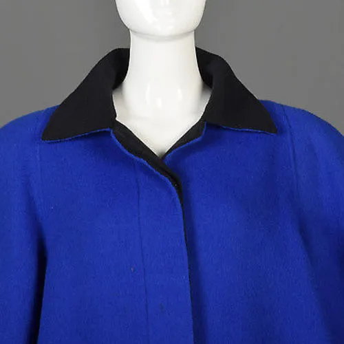 1980s Oscar de la Renta Royal Blue Swing Coat