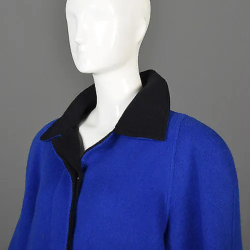 1980s Oscar de la Renta Royal Blue Swing Coat