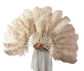 A pair beige camel Single layer Feather fan 24"x 41"