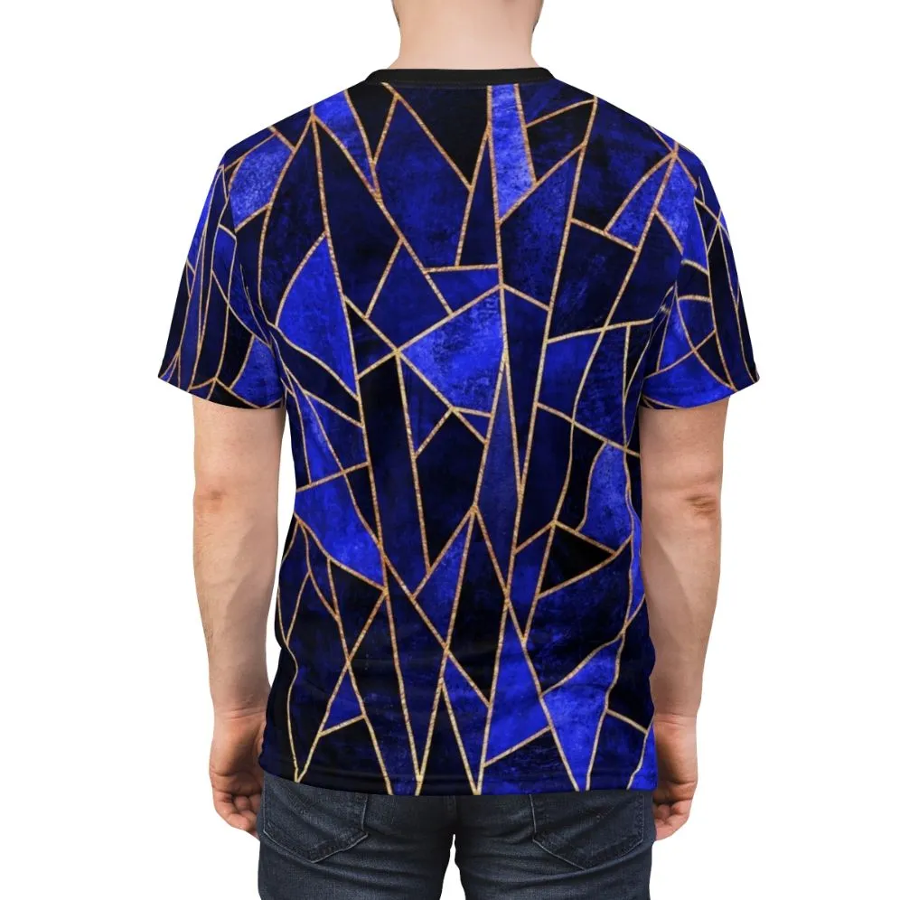 Abstract Blue Geometric T-Shirt for Men and Women