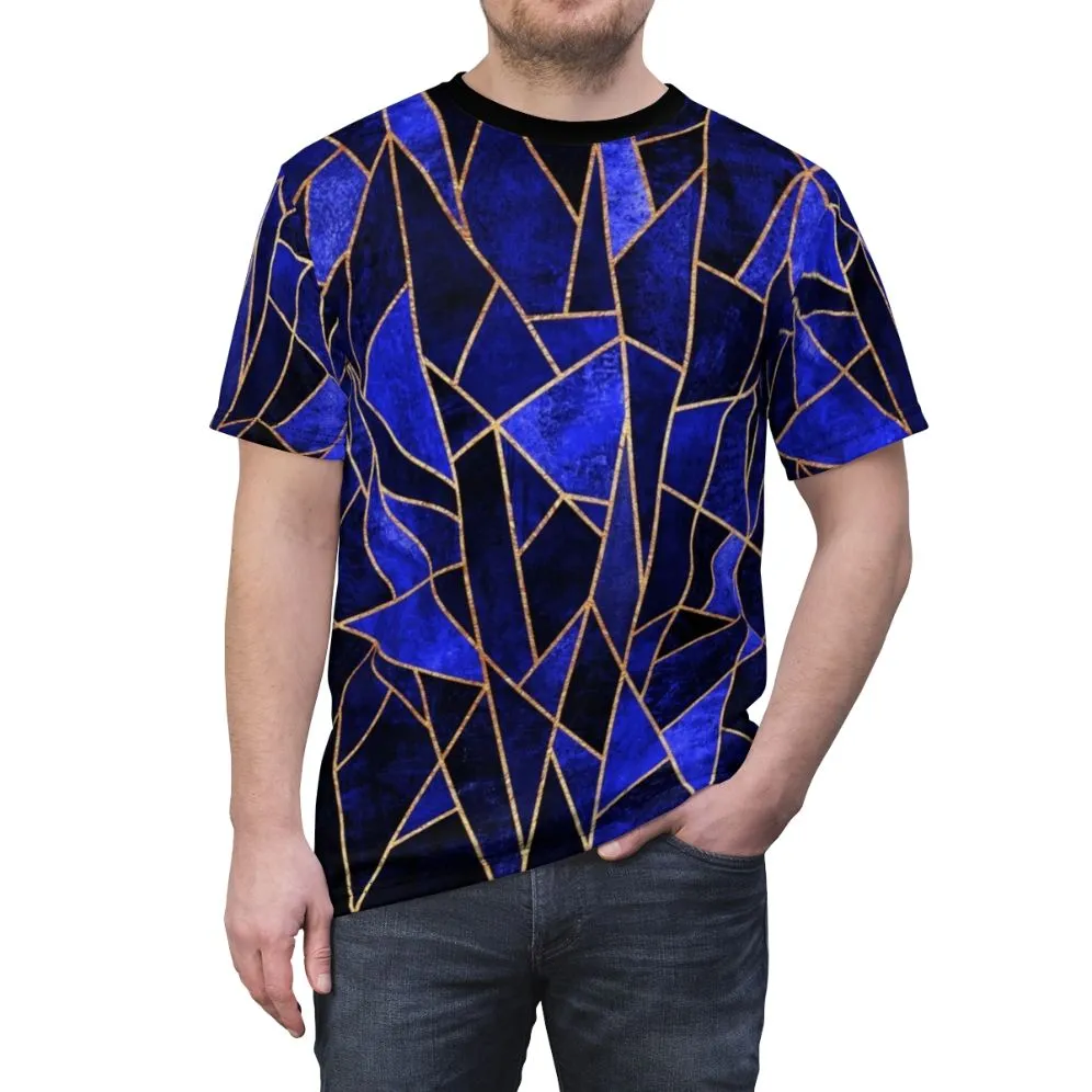 Abstract Blue Geometric T-Shirt for Men and Women