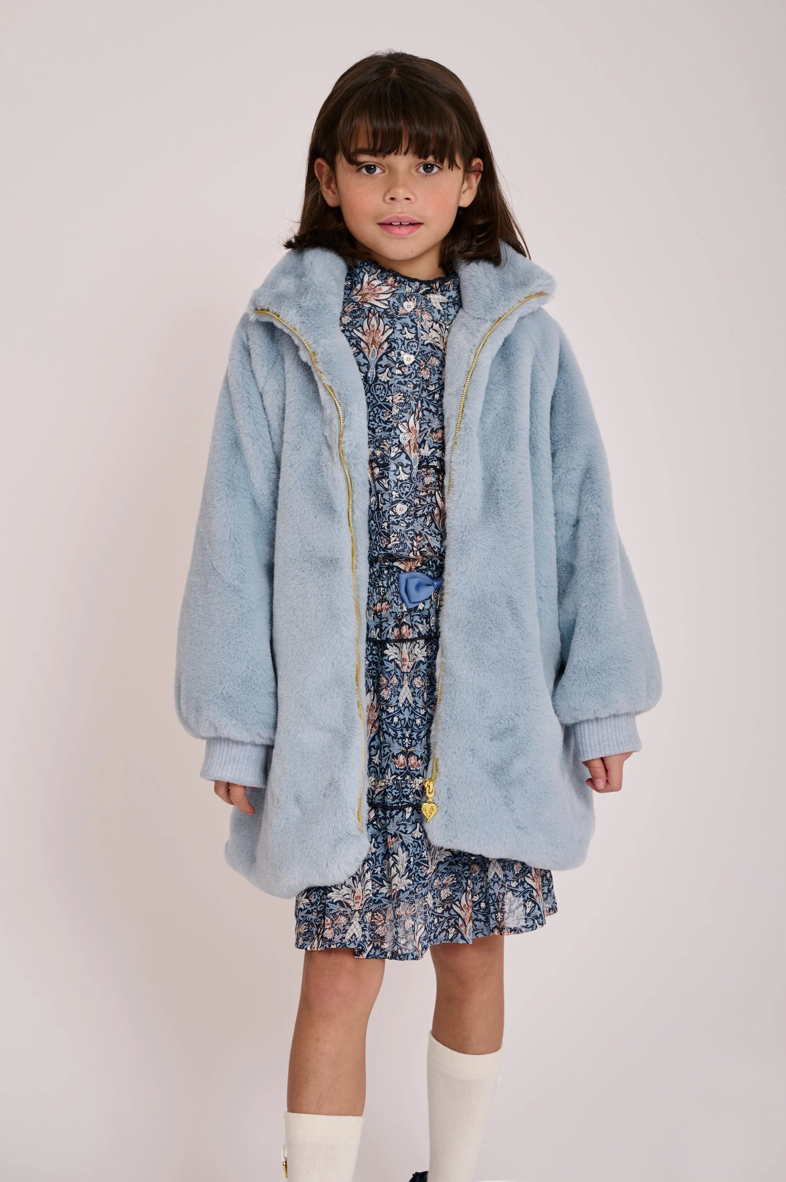 Angels Face Girls Oscars Smile Faux Fur Jacket in Blue