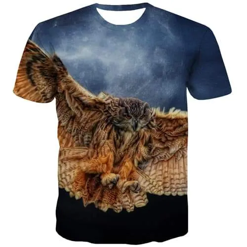 Animal T shirts Men Owl Tshirts Novelty Ferocious Shirt Print Harajuku Tshirt Anime Leisure T-shirts Graphic Short Sleeve