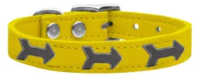 Arrow Widget Genuine Leather Dog Collar Yellow 14