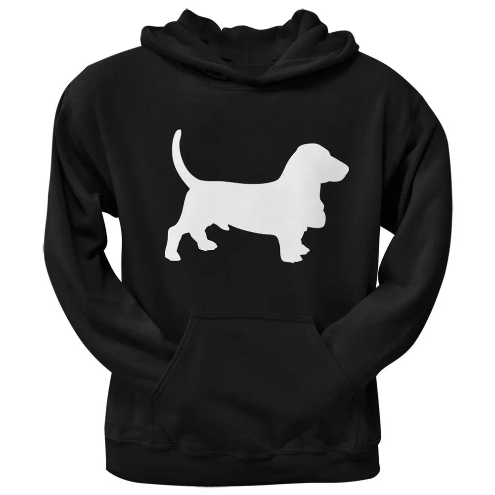 Basset Hound Silhouette Black Adult Hoodie