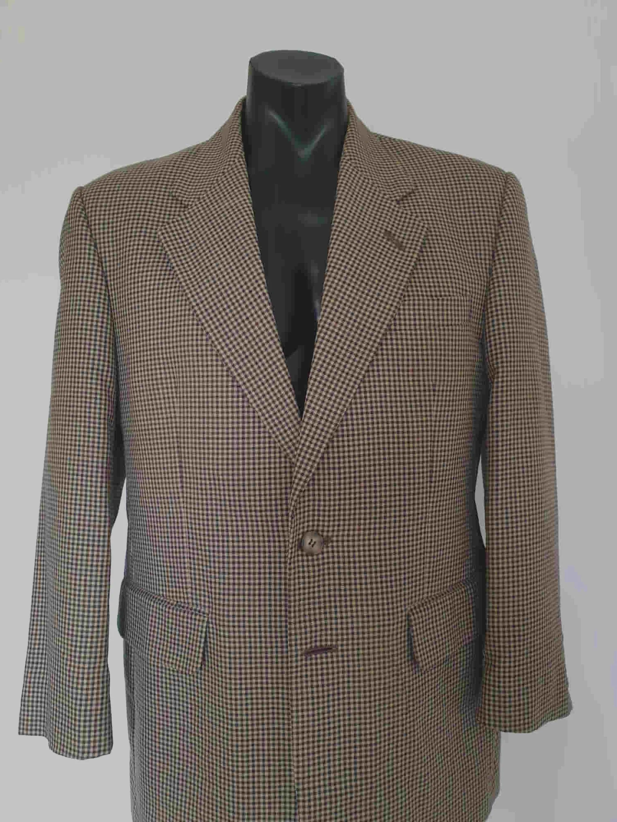 Beige Houndstooth Sports Jacket by Fletcher Jones - L