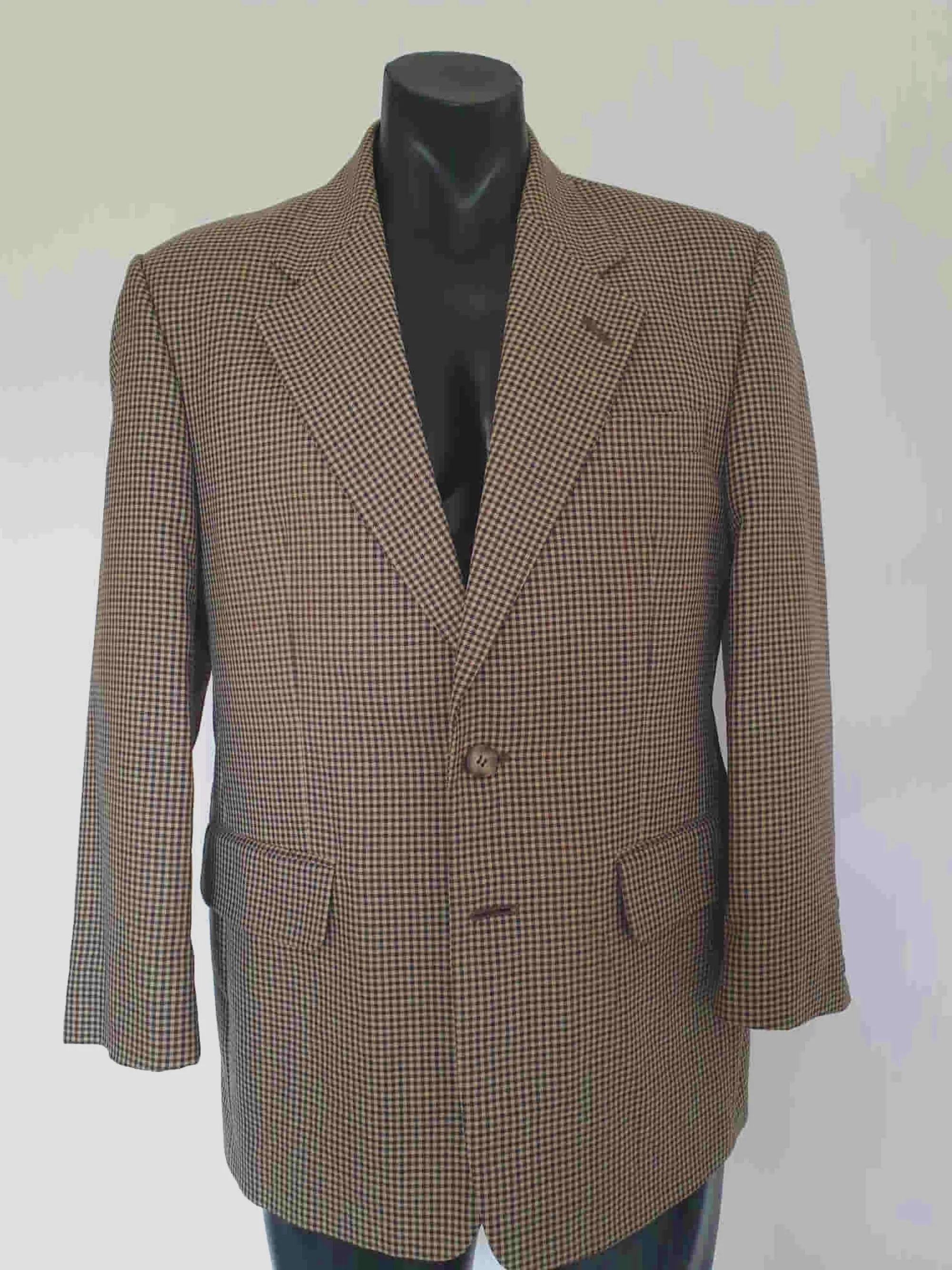 Beige Houndstooth Sports Jacket by Fletcher Jones - L