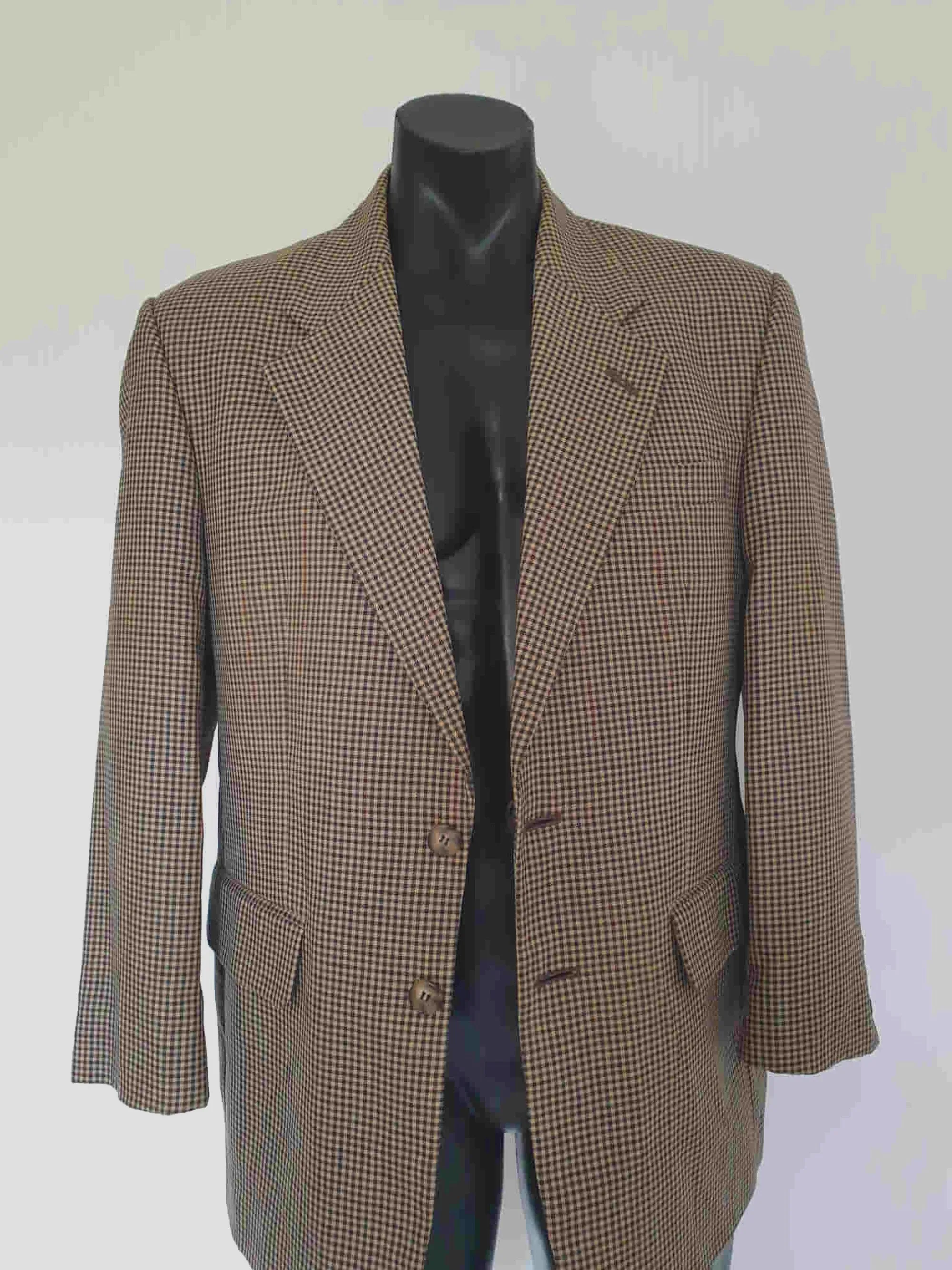 Beige Houndstooth Sports Jacket by Fletcher Jones - L