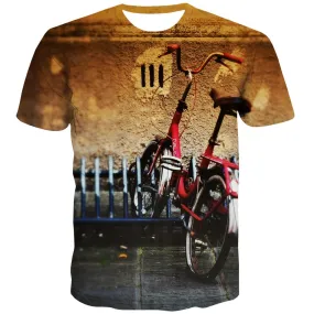 Bicycle T-shirt Men Metal T-shirts Graphic City T shirts Funny Psychedelic Tshirt Printed