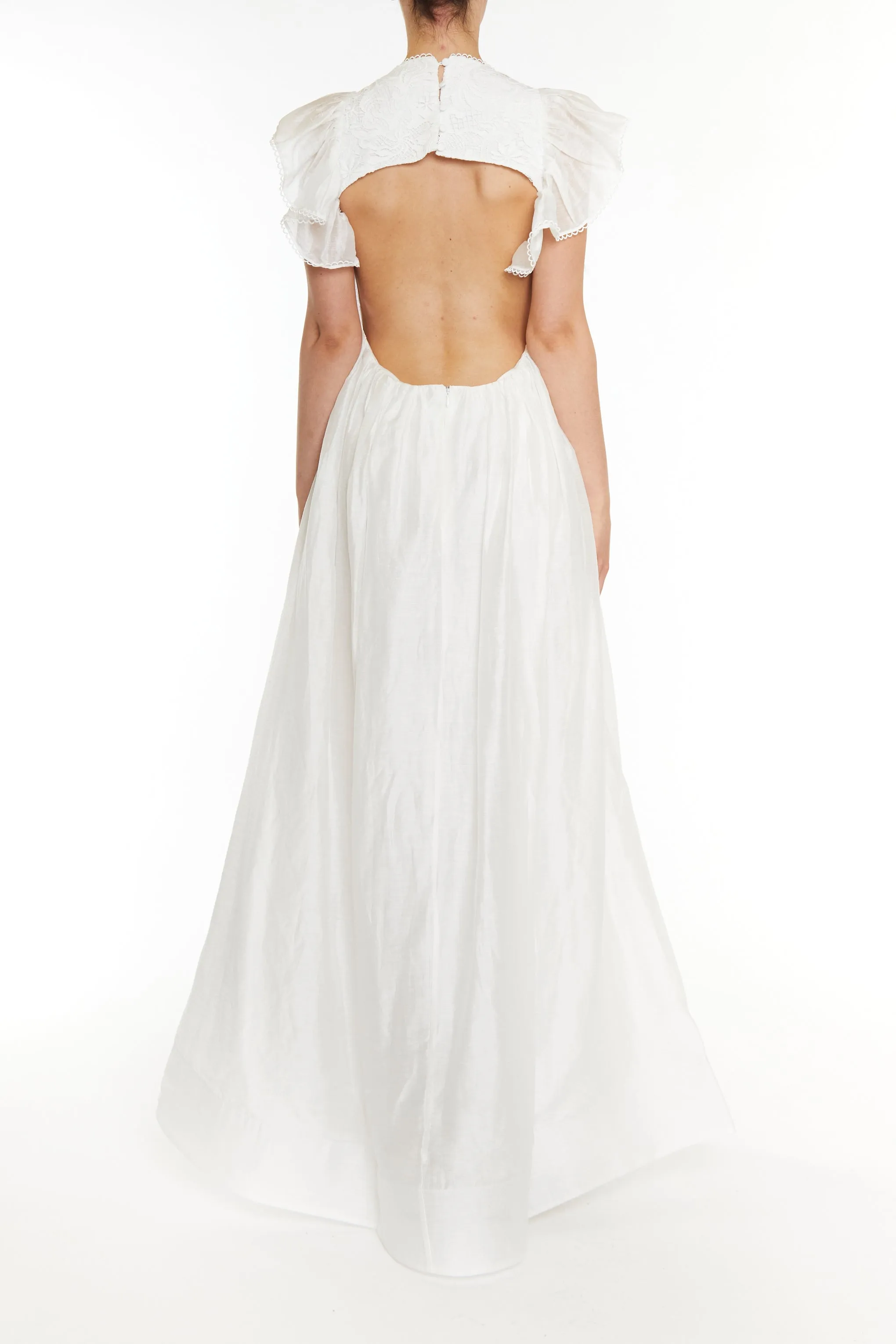 Birdie White Open Back Maxi Dress