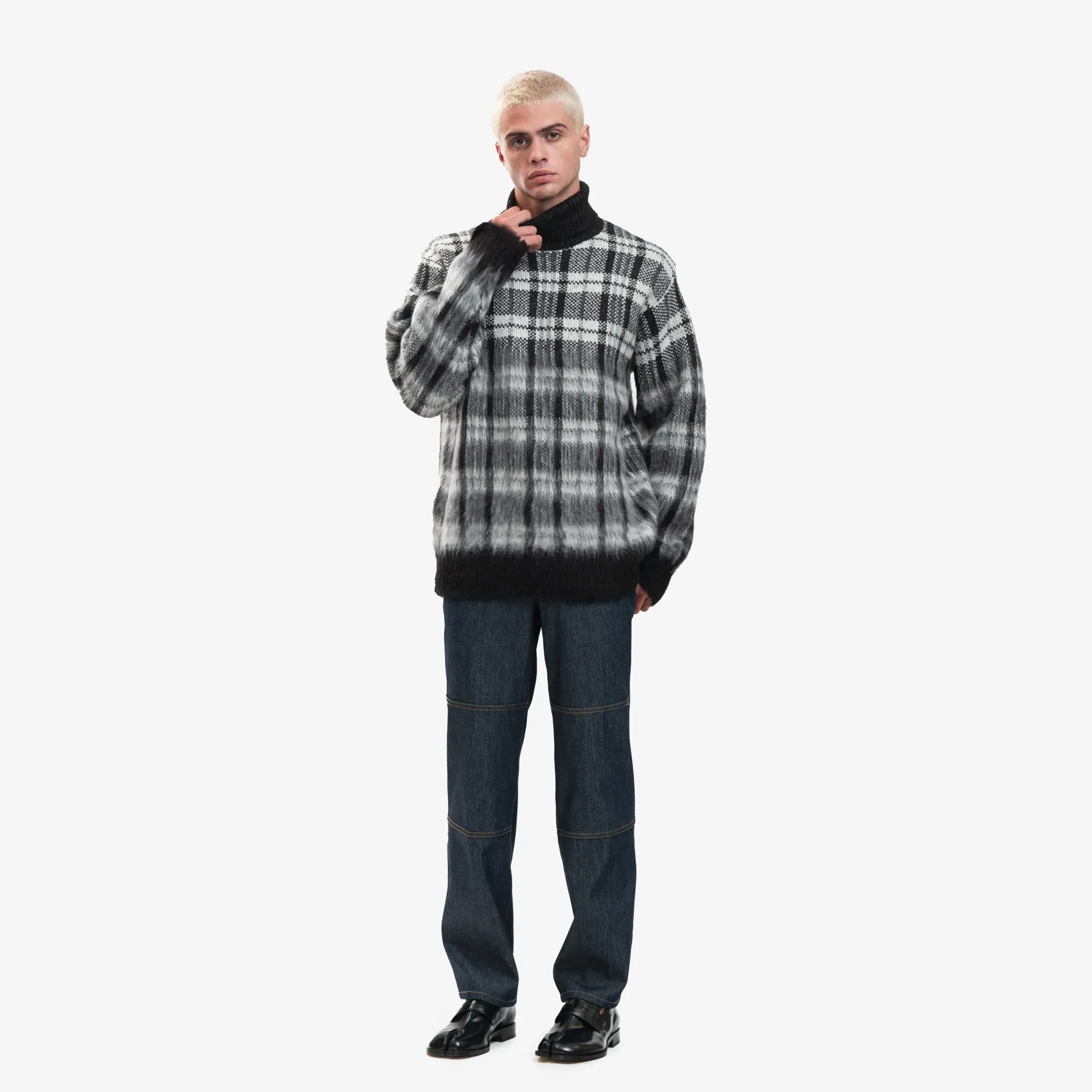 Black Check Mohair Sweater