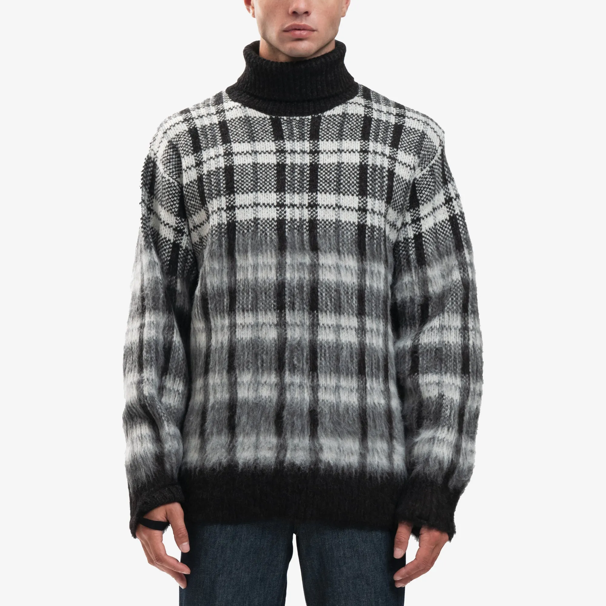 Black Check Mohair Sweater