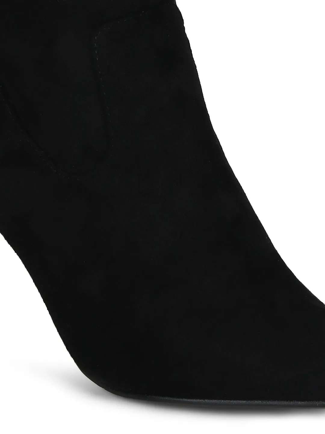 Black Micro Slouched Long Boots