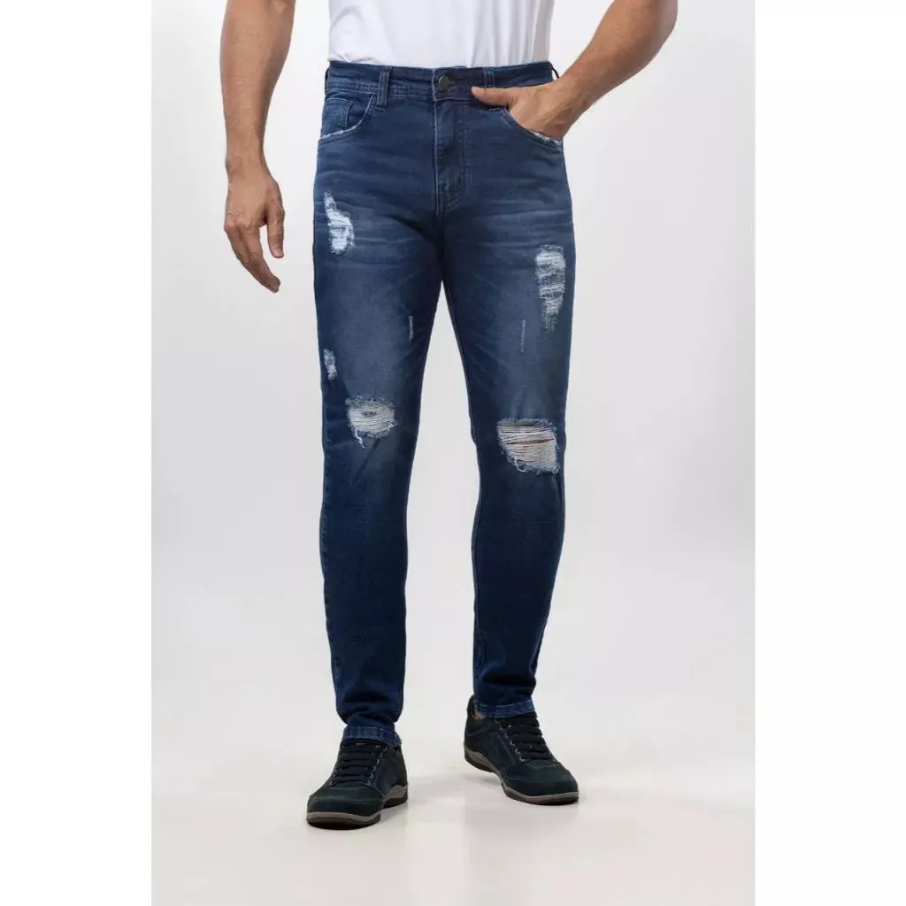 Calça Jeans Masculina  Super Skinny Justa Colada na Perna Com Lycra Elastano