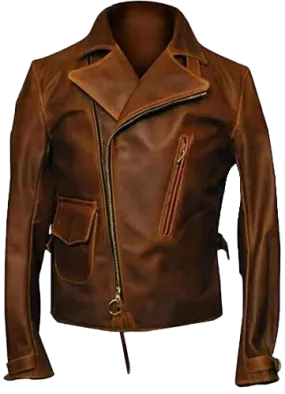 Captain America The First Avengers Distressed Brown Biker Real Leather Jacket