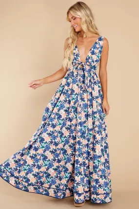 Chasing The Tides Blue Floral Print Maxi Dress