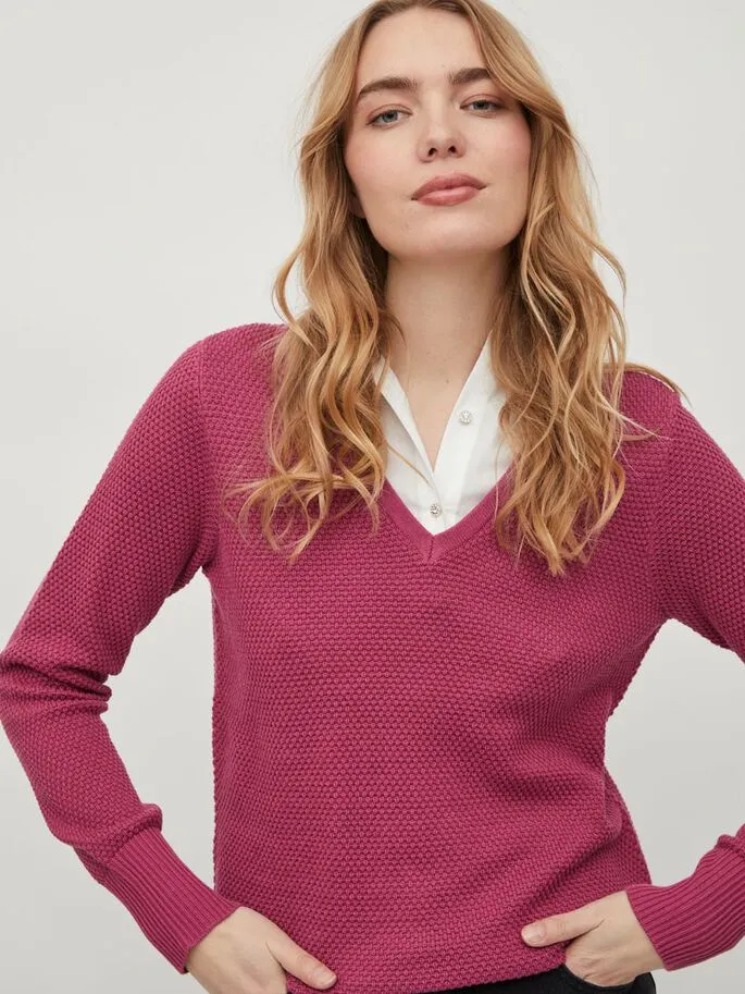 Chassa V-Neck Jumper (Magenta Haze)