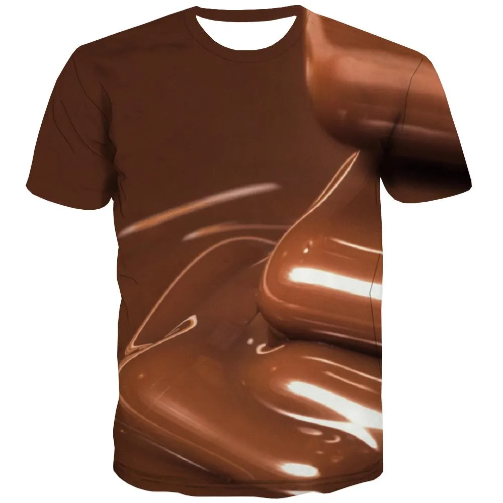 Chocolate T shirts Men Brown T-shirts 3d Delicious Tshirts Casual Bitter Tshirts Novelty