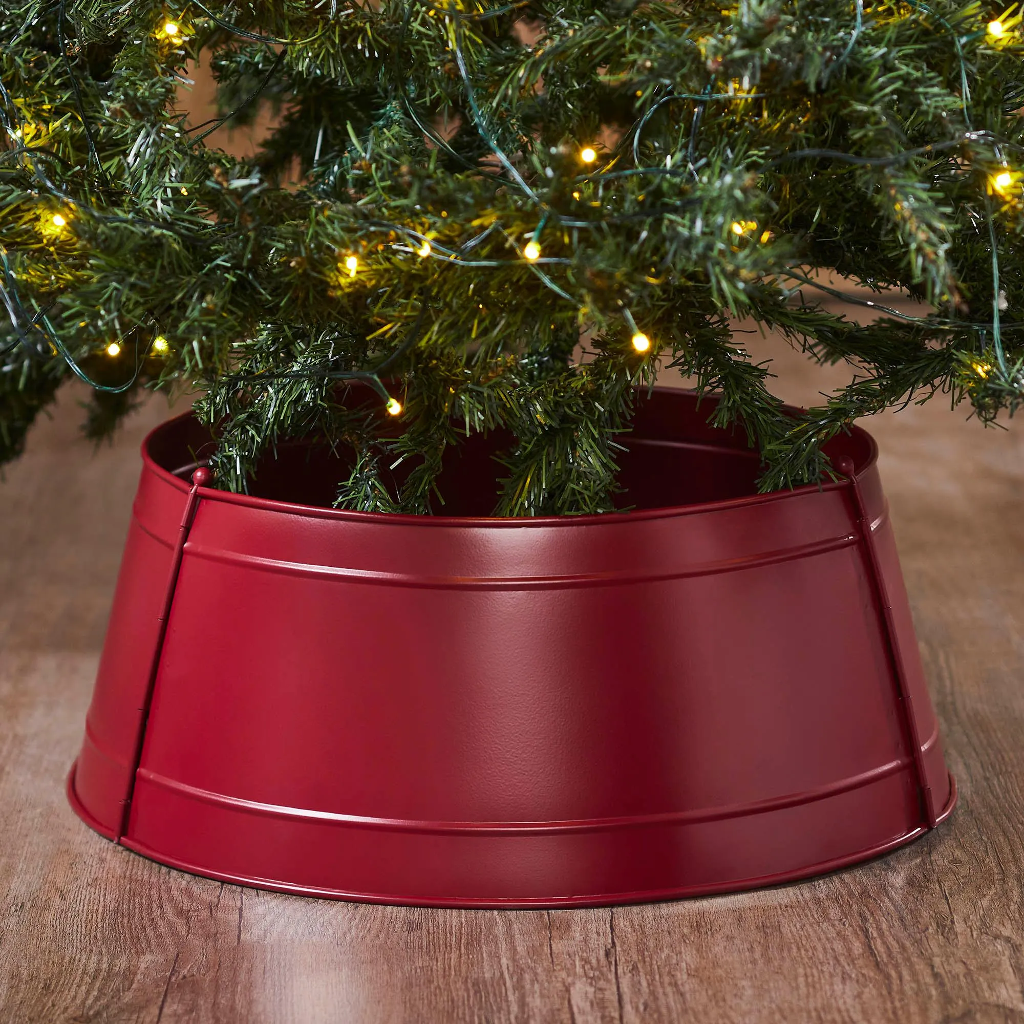 Christmas Tree Collar Metal Barn Red/Burgundy/Charcoal 8x20x20 VHC Brands