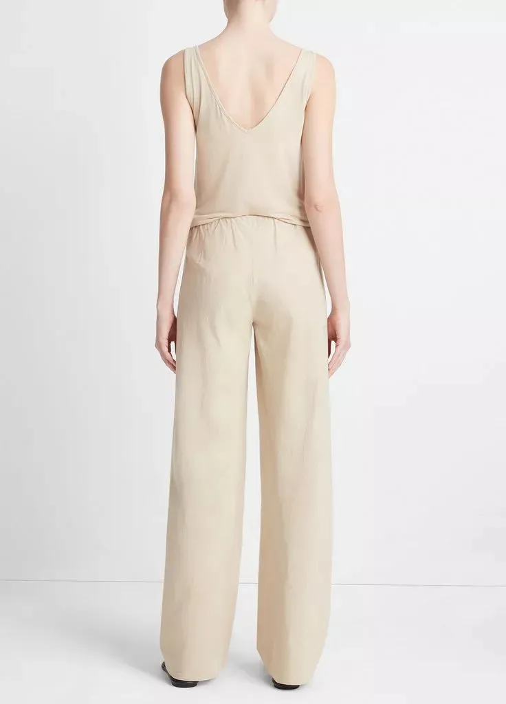 Cotton-Blend High-Waist Bias Pant - White Oak