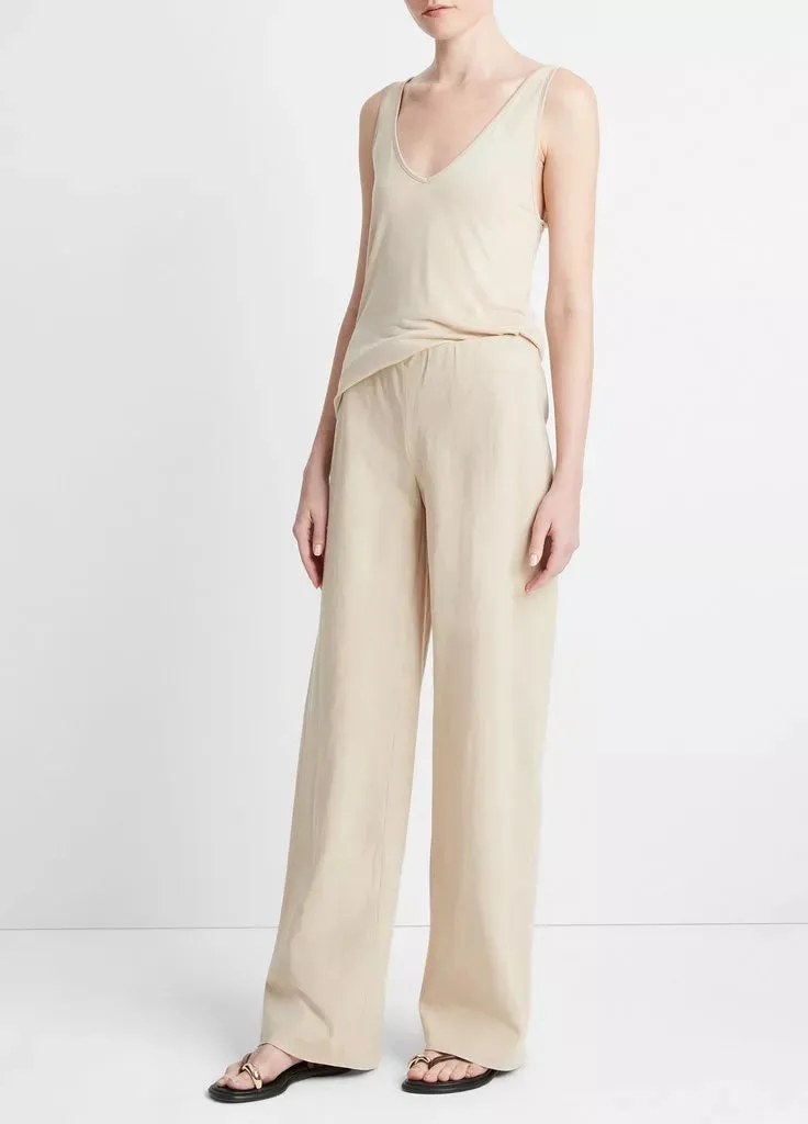 Cotton-Blend High-Waist Bias Pant - White Oak