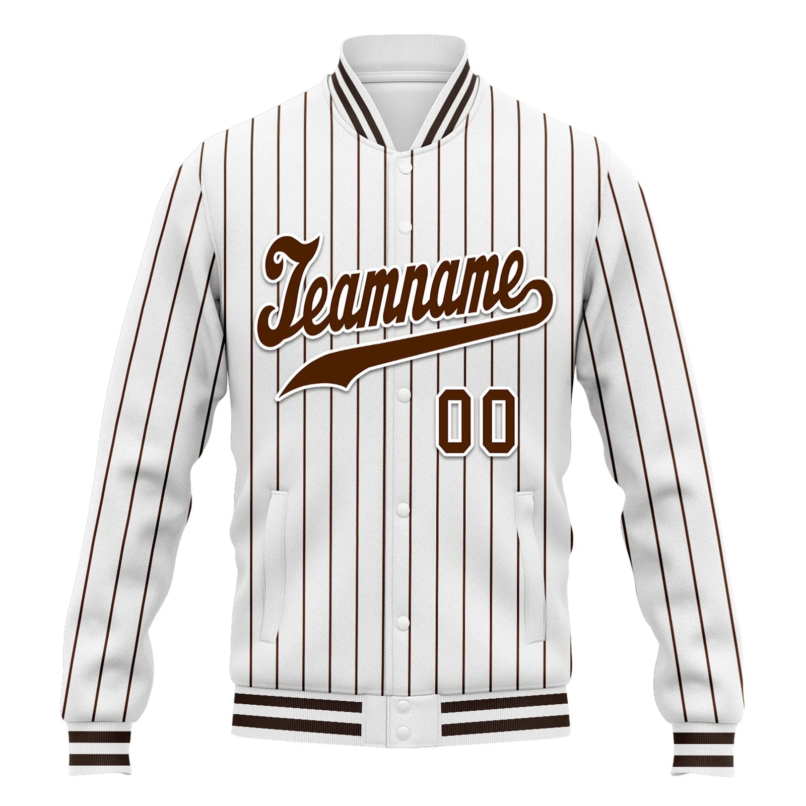 Custom Auburn White Stripe Fashion Jacket Bomber Full-Snap Varsity Letterman Personalized Jacket FZ005-D020219-24