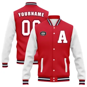 Custom Red Gray Waterproof Jacket Bomber Full-Snap Varsity Letterman Personalized Jacket FZ007CD-D020316-3