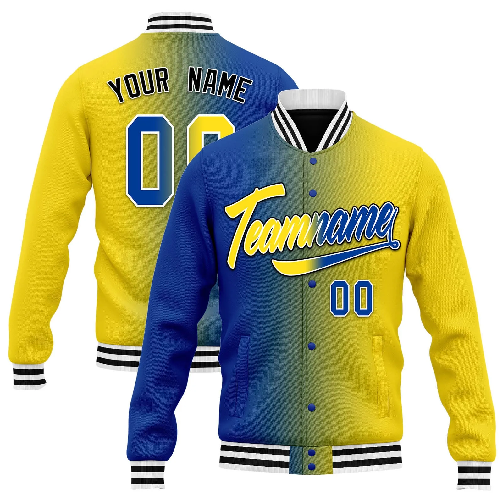 Custom Split Fashion Jacket Bomber Full-Snap Varsity Letterman Personalized Jacket FZ005-D028014-3