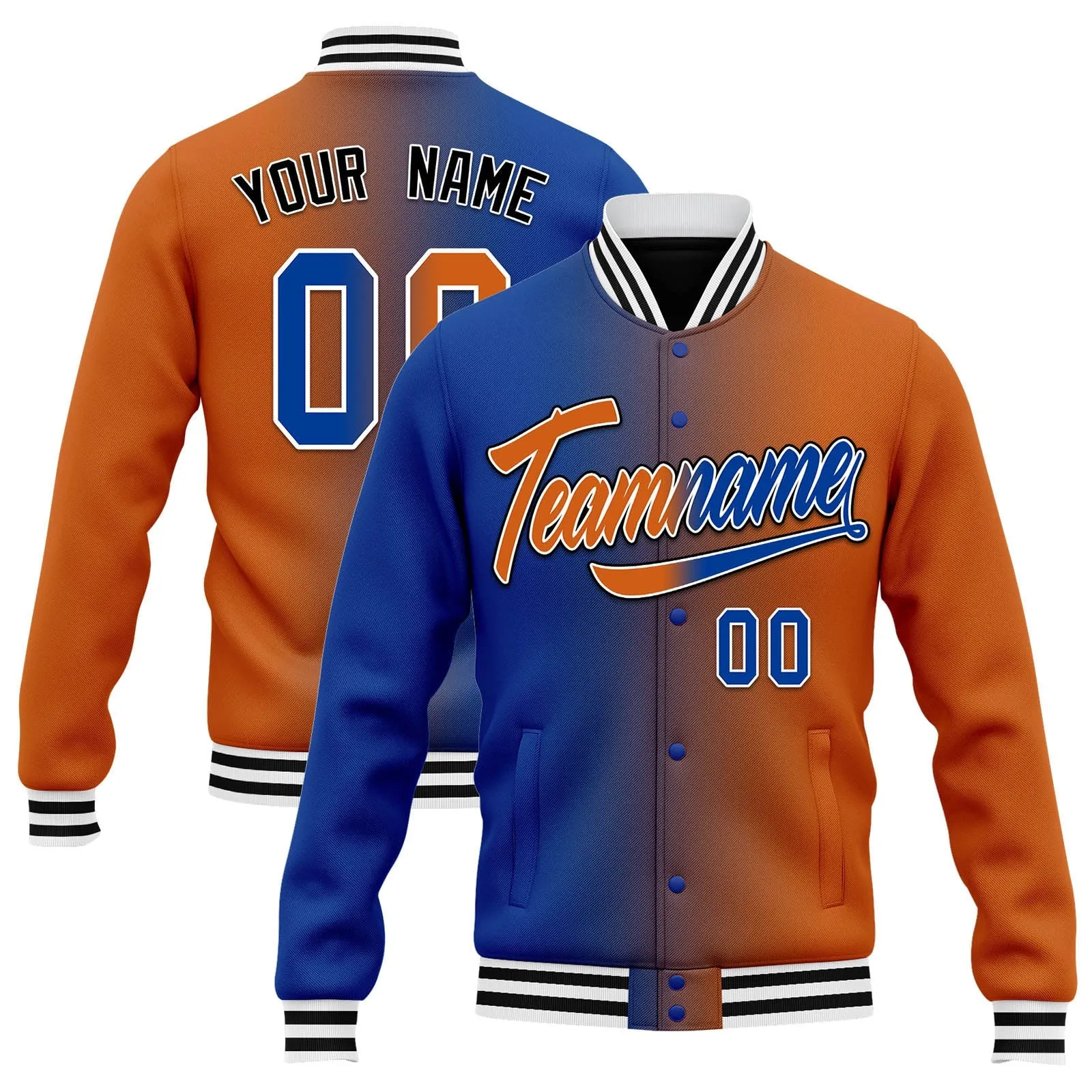 Custom Split Fashion Jacket Bomber Full-Snap Varsity Letterman Personalized Jacket FZ005-D028014-5