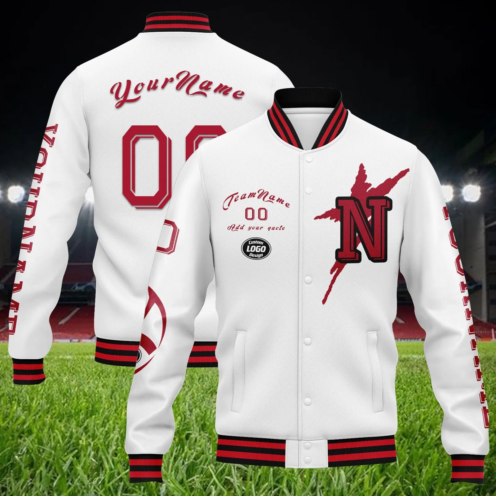 Custom White Red New York Jacket Bomber Full-Snap Varsity Letterman Personalized Jacket FZ005SX-D020290-21