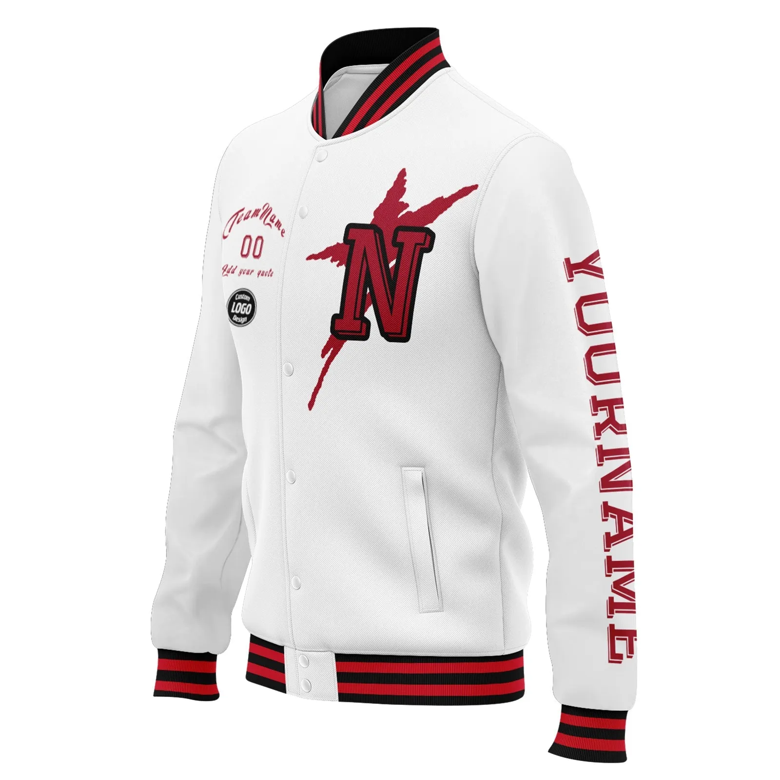 Custom White Red New York Jacket Bomber Full-Snap Varsity Letterman Personalized Jacket FZ005SX-D020290-21