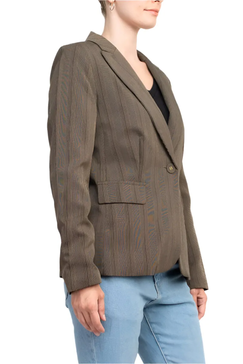 Danillo Notched Collar One Button Long Sleeve Solid Gabardine Blazer