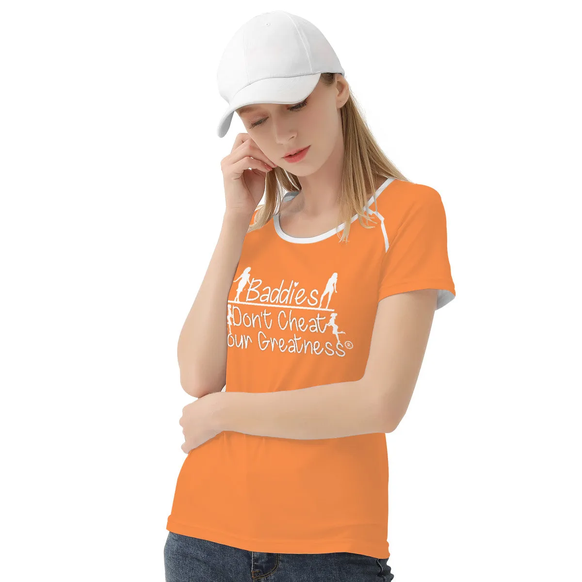 DCYG  24SX Baddies White Logo & Orange Women's All-Over Print T shirt