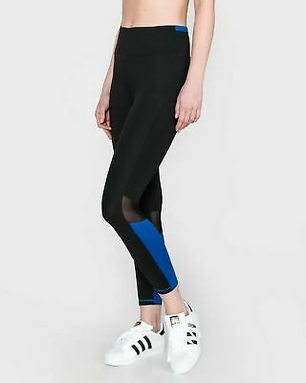 Dkny Sport Colorblocked High-Waist Ankle Leggings, Size Small