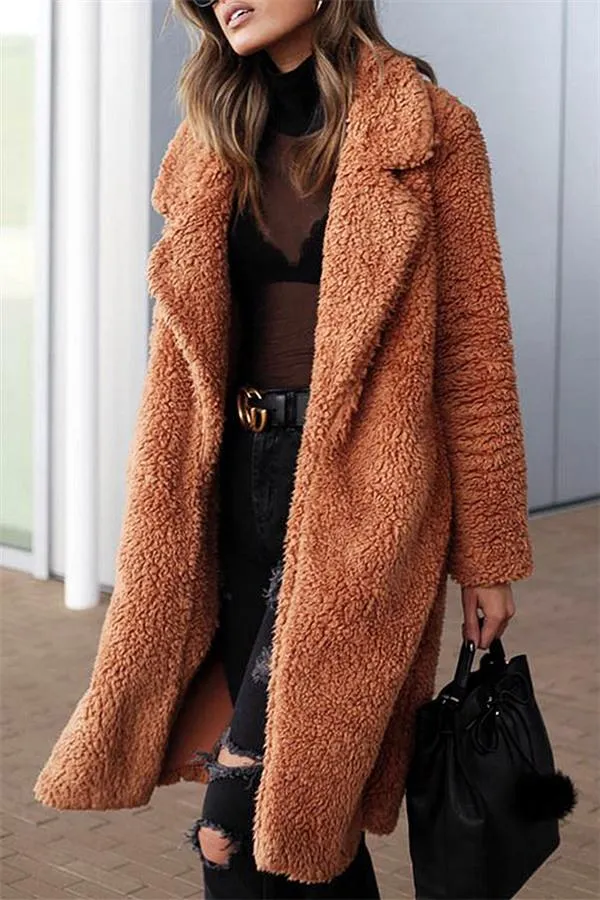 elveswallet Feeling of Warmth Faux Fur Longline Coat