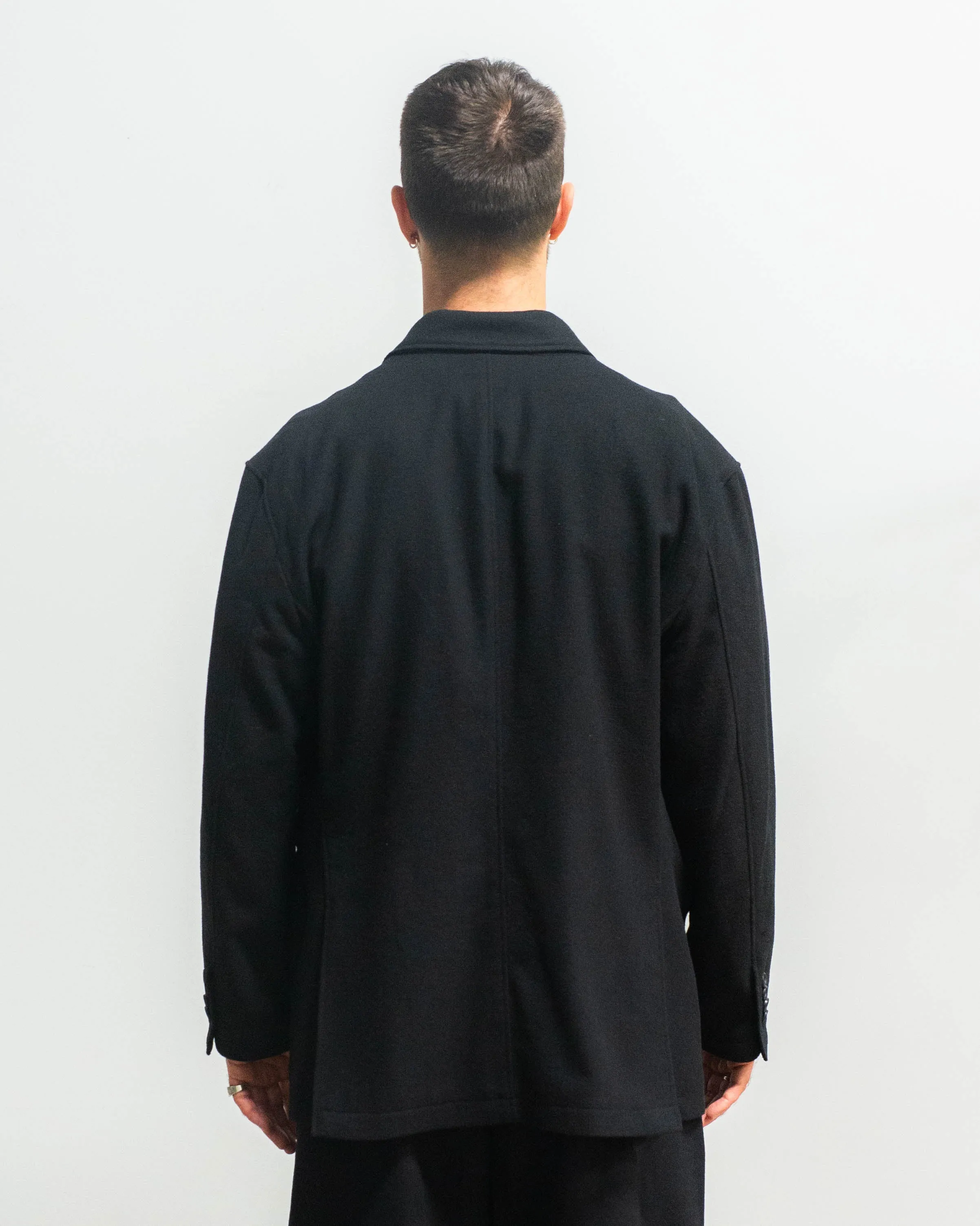 Engineered Garments DBL Peak Jacket Black Solid Poly Wool Flannel