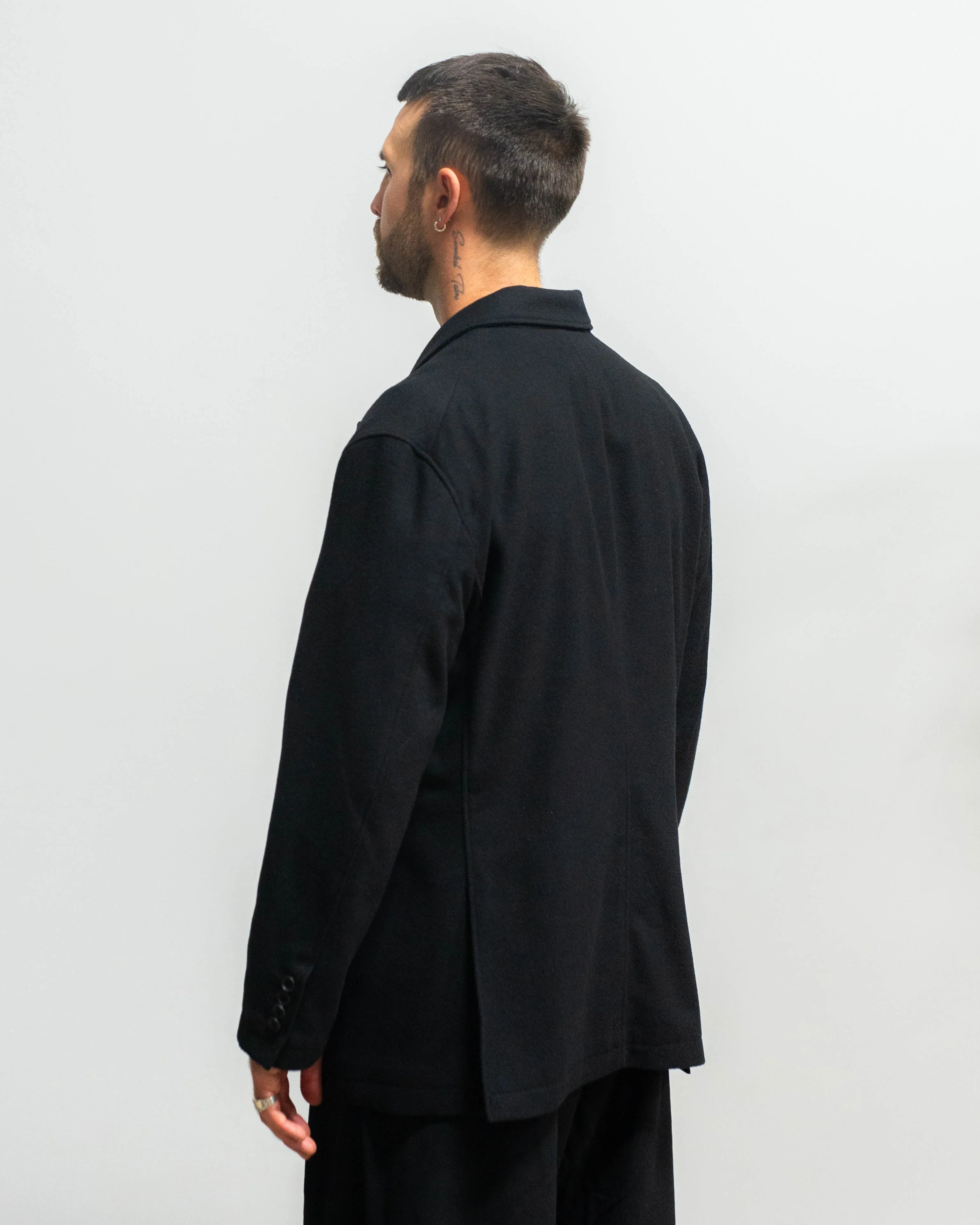 Engineered Garments DBL Peak Jacket Black Solid Poly Wool Flannel