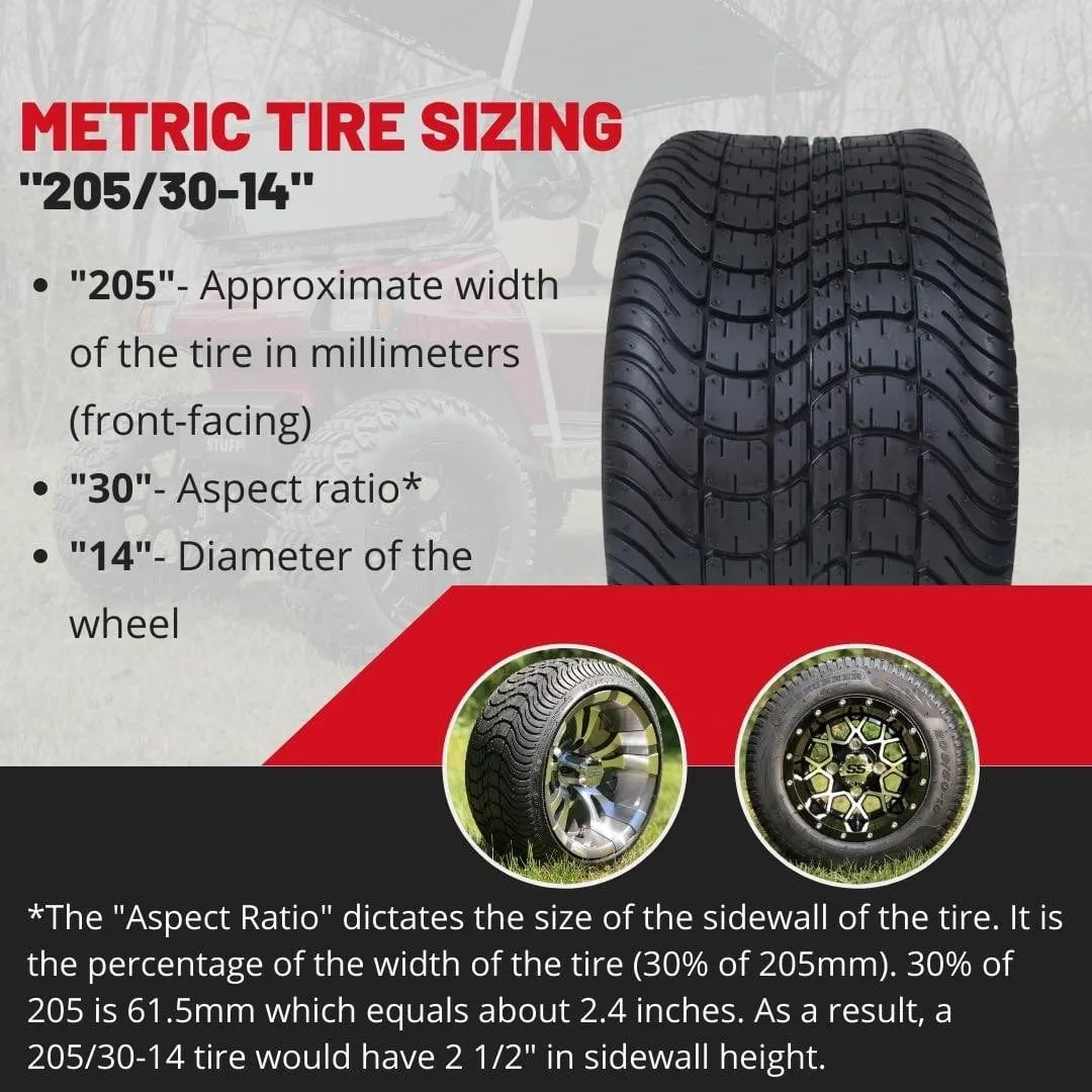 Excel Endura 205/30-14 DOT Approved Turf/Street Golf Cart Tires