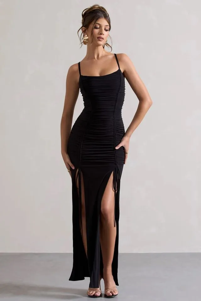 Flattering Black Bodycon Maxi Dress