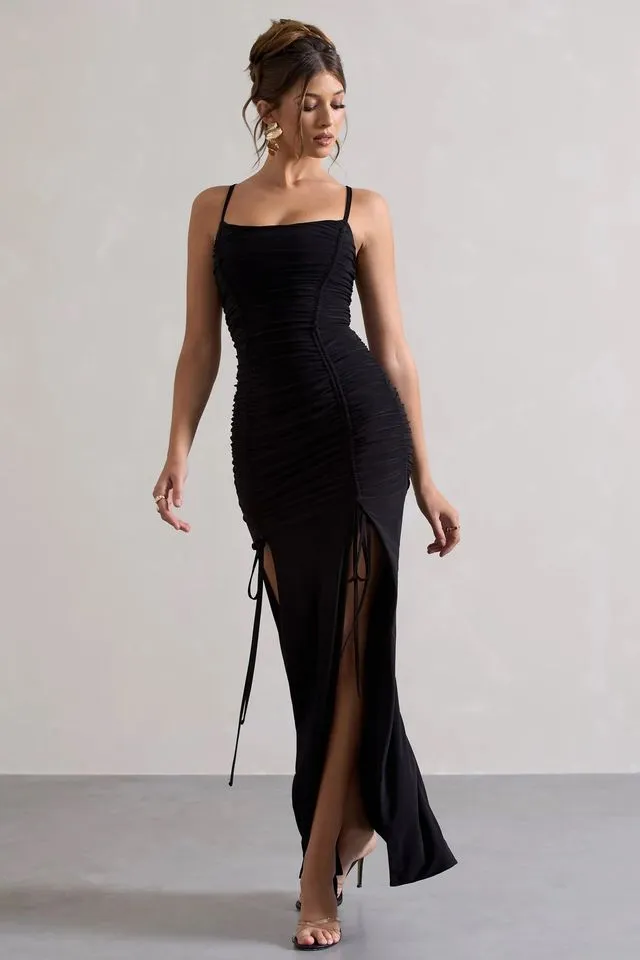 Flattering Black Bodycon Maxi Dress