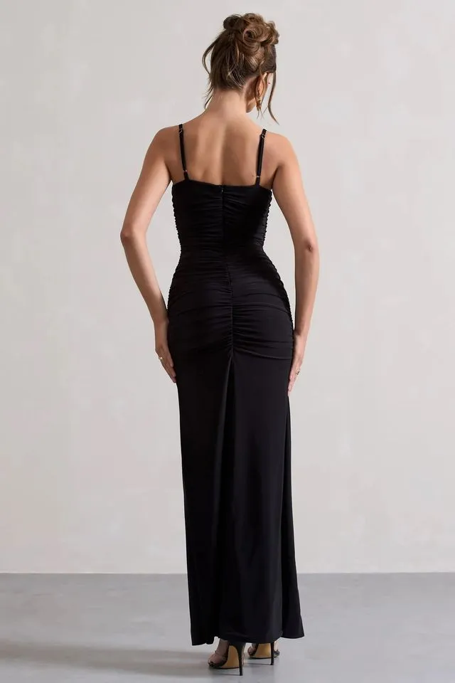 Flattering Black Bodycon Maxi Dress