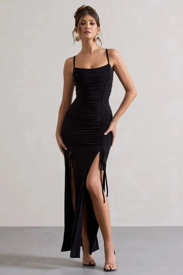 Flattering Black Bodycon Maxi Dress