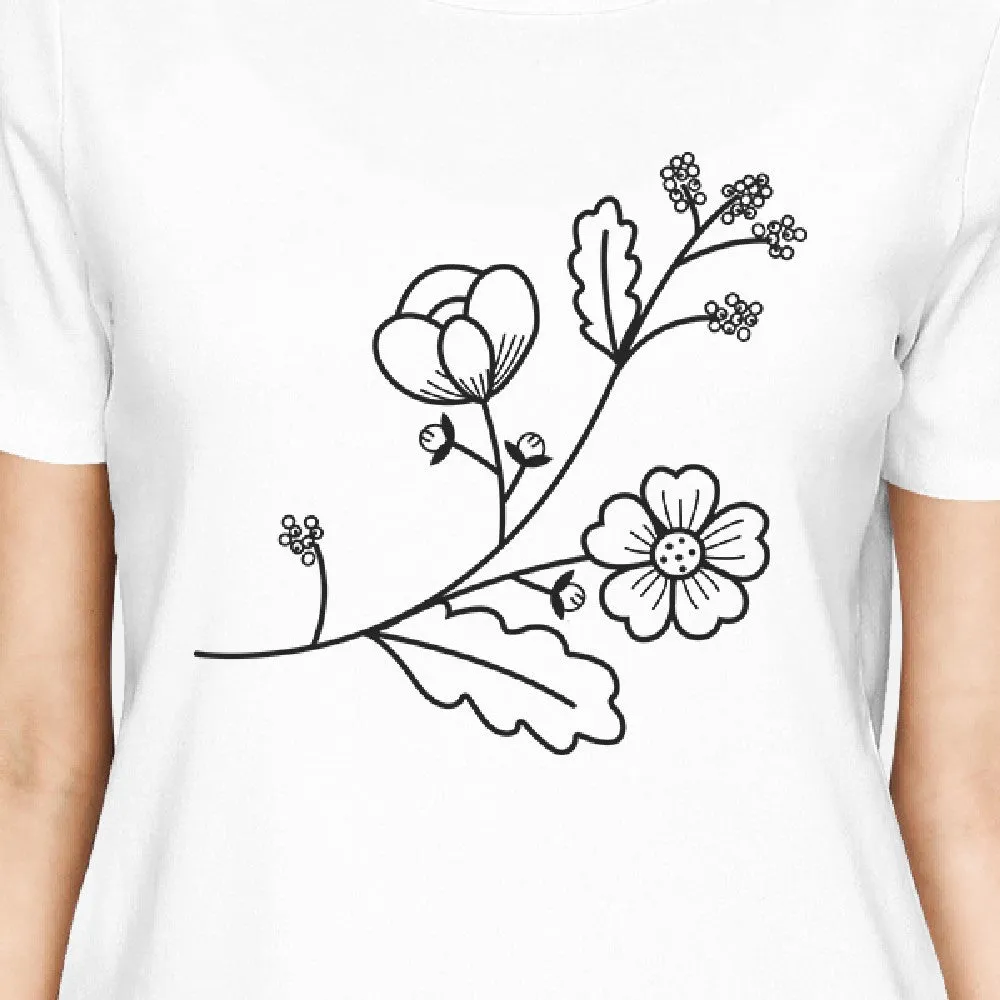 Flower Women's White Short Sleeve Graphic T Shirt For Flower Lovers