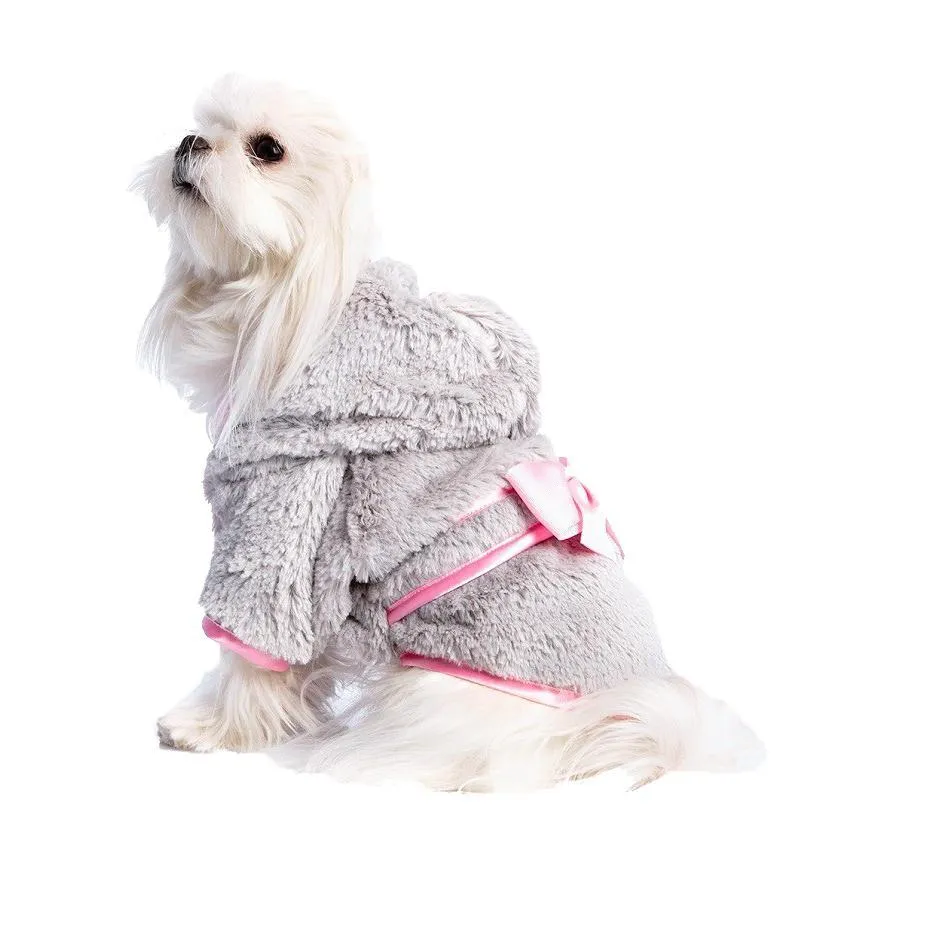 Fluffy Bow Dog Coat Baby Pink