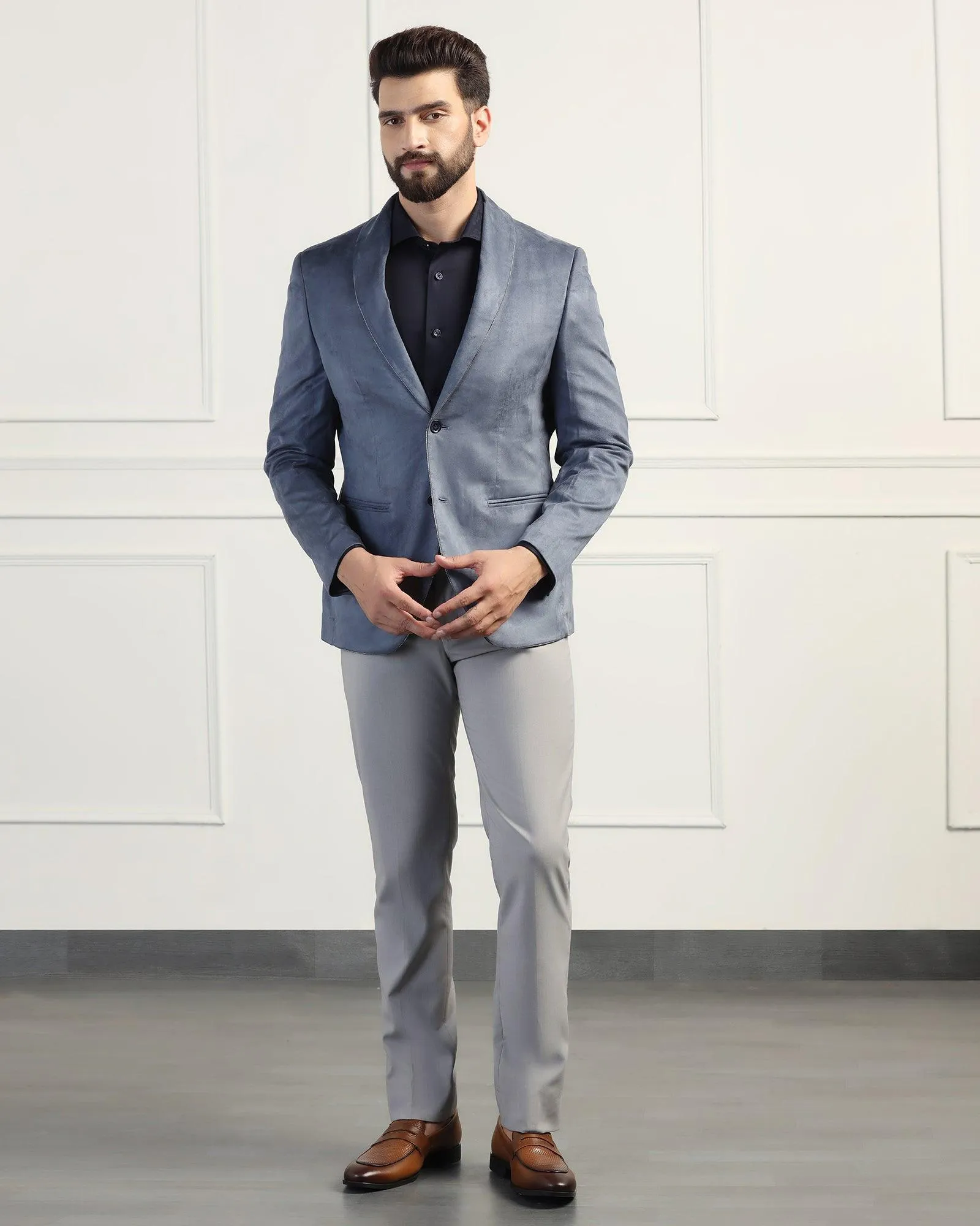 Formal Navy Solid Blazer - Alcazar