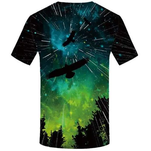 Galaxy Space T shirts Men Forest Tshirt Printed Bird T-shirts 3d Animal Tshirts Casual Short Sleeve Hip hop Men/women New Style