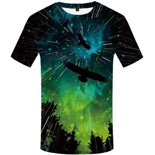 Galaxy Space T shirts Men Forest Tshirt Printed Bird T-shirts 3d Animal Tshirts Casual Short Sleeve Hip hop Men/women New Style