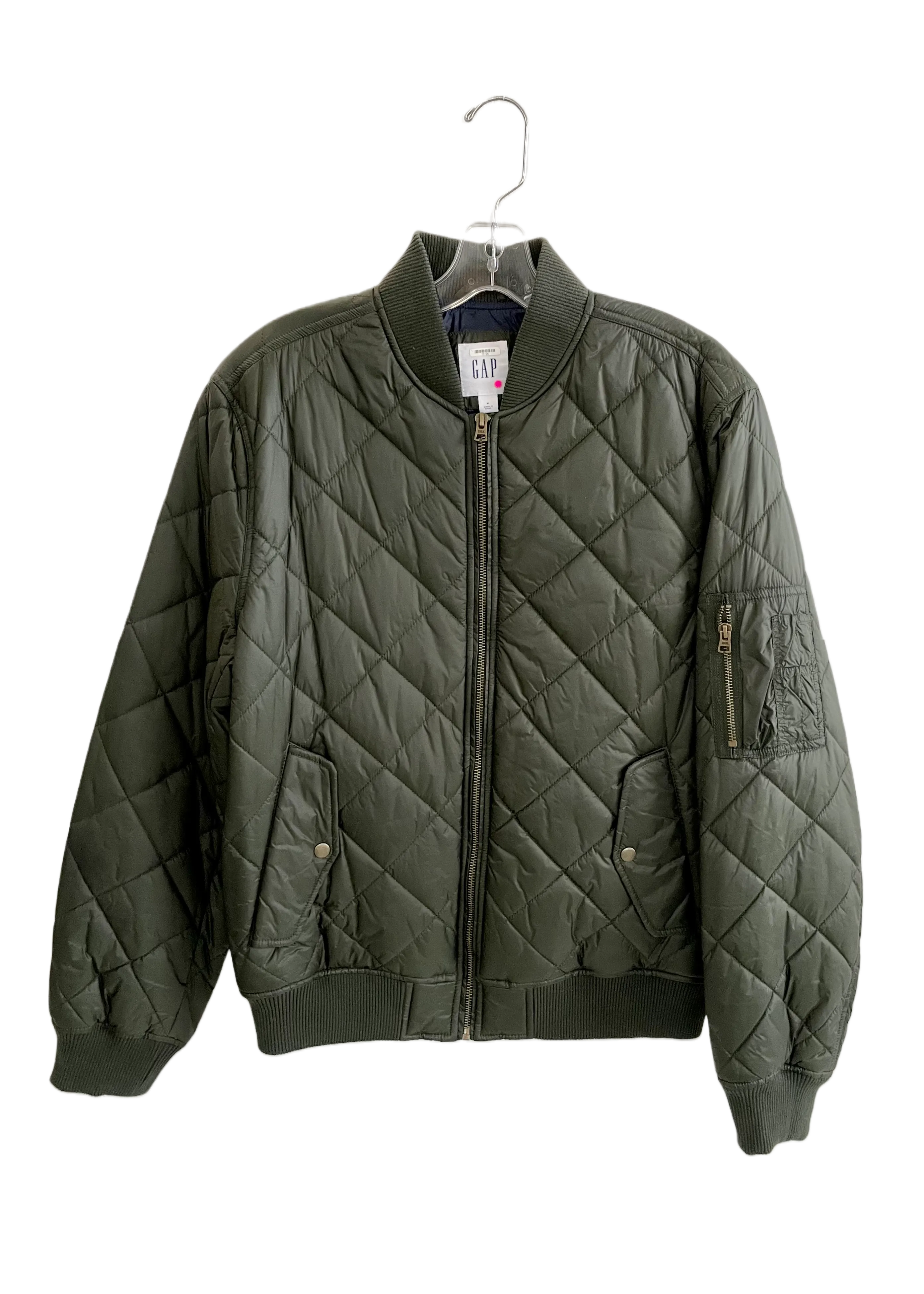 GAP Mens olive green padded bomber jacket, M